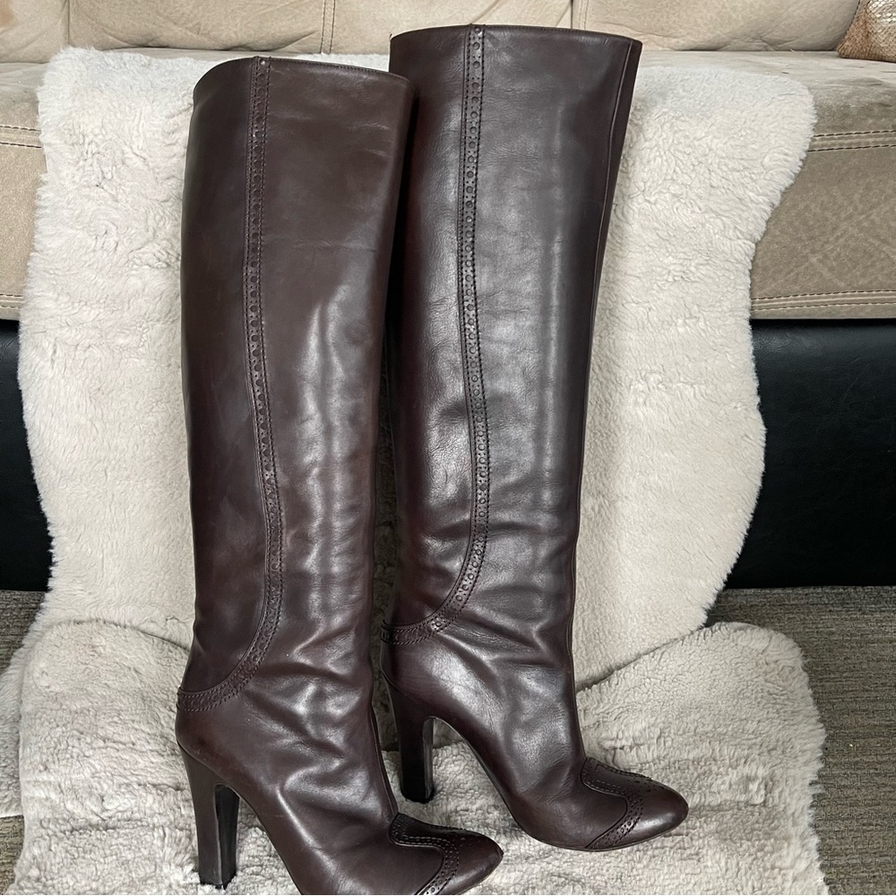 Bottega Veneta Lambskin Leather Knee High Boots